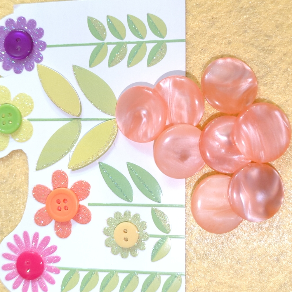 (3 for $20) Eight Vintage Salmon/Pink Plastic Buttons